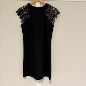 Choies Black Dress with Lace Cap Sleeves